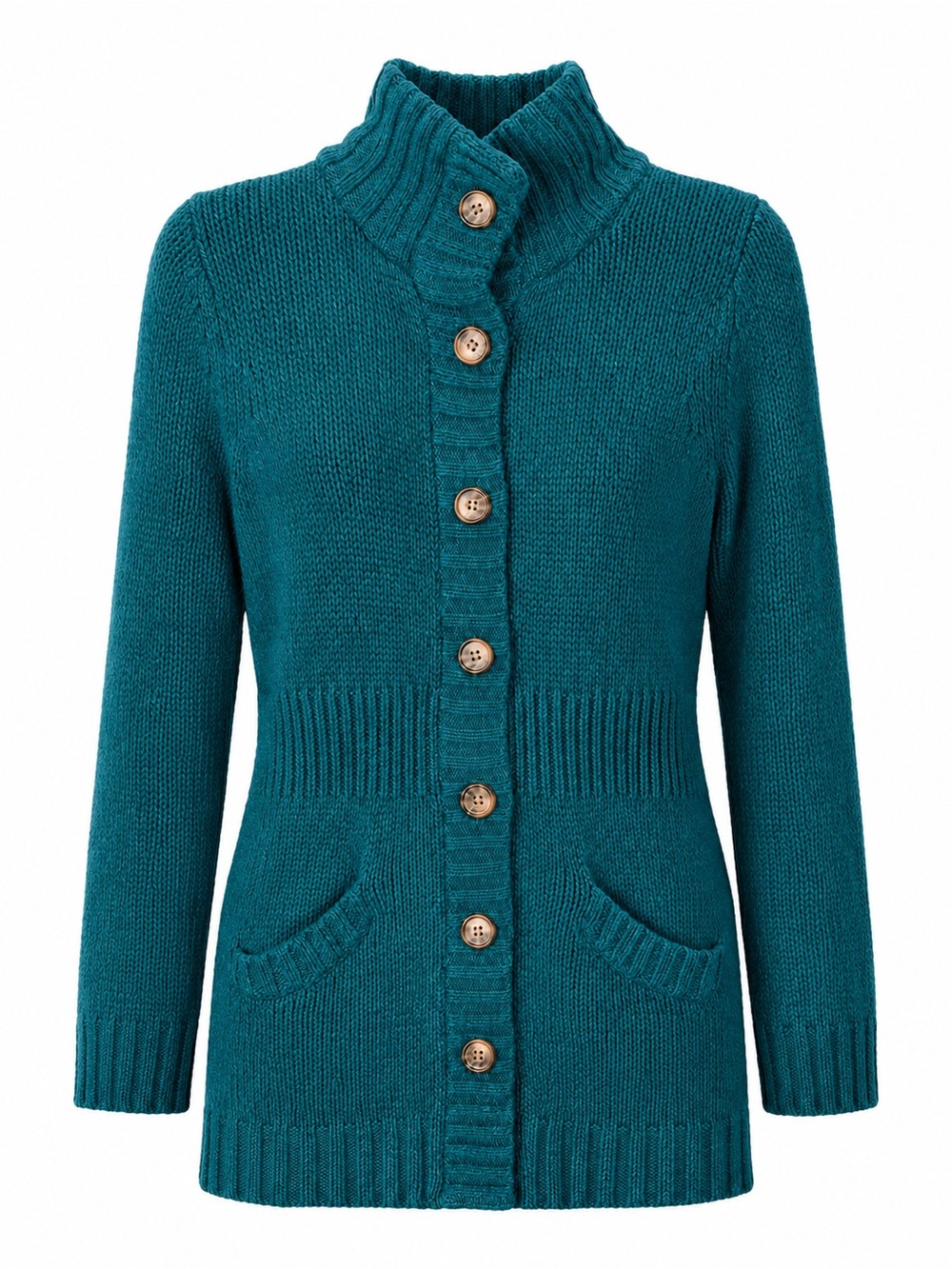 Merona Teal Chunky Knit Funnel Neck Tunic Cardigan Sweater Size M - Picture 2 of 7